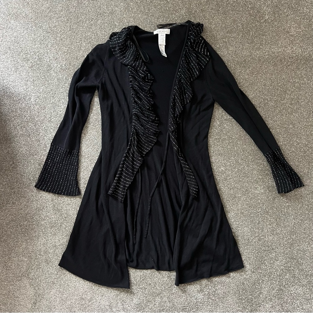 Nine West Long Ruffle Cardigan